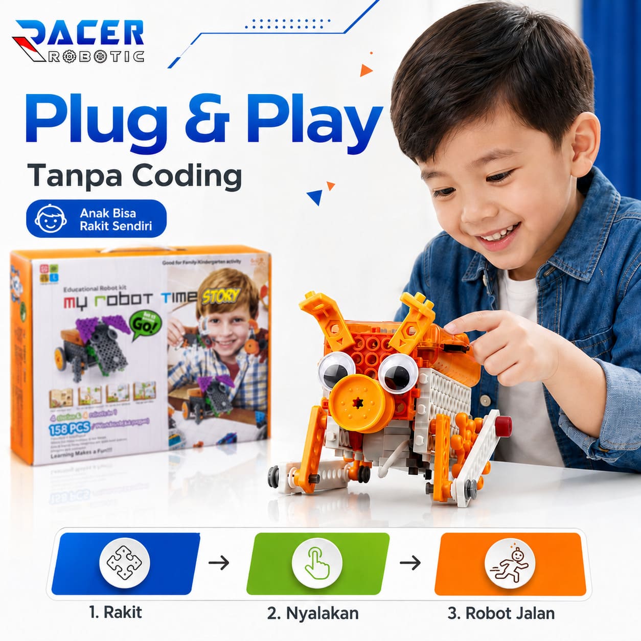 MRT STORY Robot Kit - Solusi Mainan Edukasi Kreatif Anak Usia 4-7 Tahun - FREE 1 Sesi Kelas Online / Offline(khusus Surabaya) Dijamin Bisa Rakit Robot - Image 2
